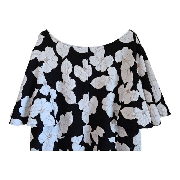 CATHERINES Women's Plus 4X 30 32 Midi Dress Textured Floral Black White Bust 50" - Picture 5 of 6